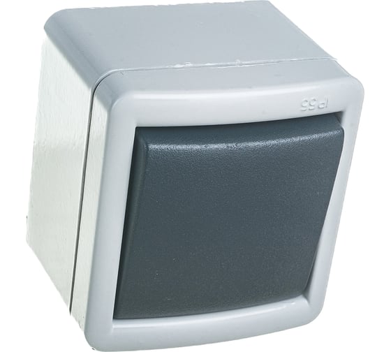 Клавишный однополюсный выключатель Aling-conel ARMOR IP55 10AX 250В открытой установки, серый 281.1A 117010
