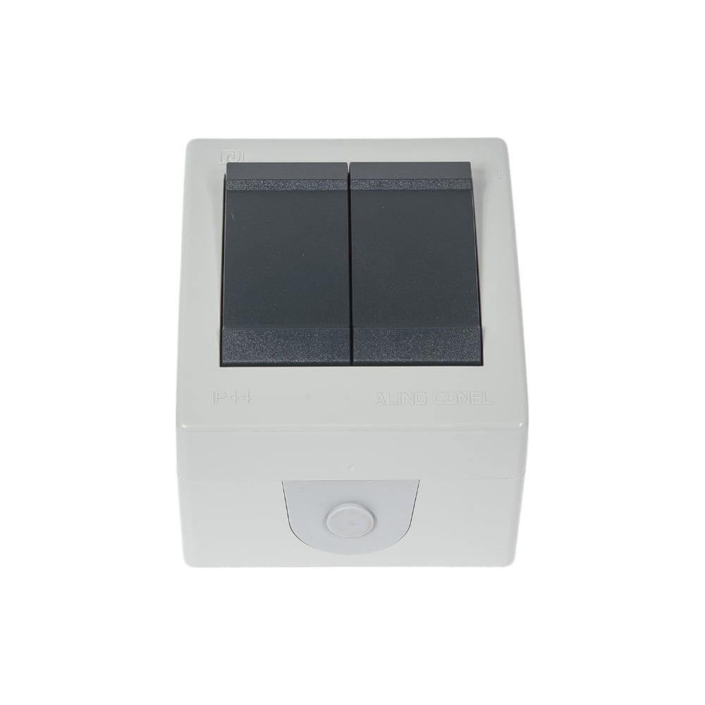Двухклавишный выключатель Aling-conel POWER IP44 10AX 250В открытой ...