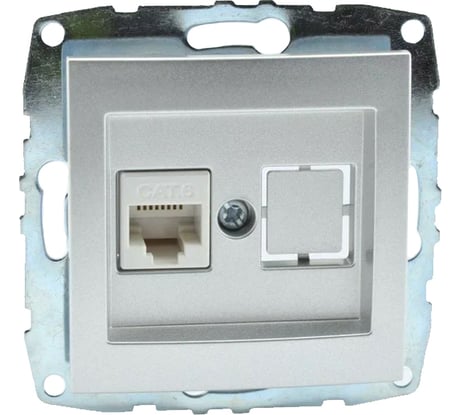 Механизм компьютерной розетки Mono Electric Rj45, Cat6, L/D, серебро 500-002105-125