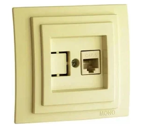 Компьютерная розетка Mono Electric LARISA Rj45, Cat6, крем 103-171705-125