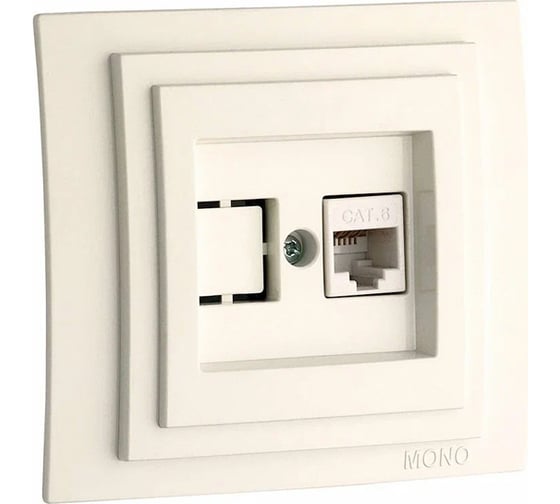 Компьютерная розетка Mono Electric LARISA Rj45, Cat6, слоновая кость 103-010105-125