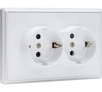 2-местная силовая розетка ALTECH ENCORE 2SW скрытого монтажа с заземлением и шторками белая в сборе 07344