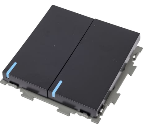 Двухклавишный выключатель CGSS черный Практика PL-W102-BCM