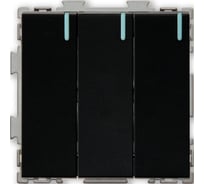 Трехклавишный проходной переключатель CGSS, черный Практика PL-W103-PBCM