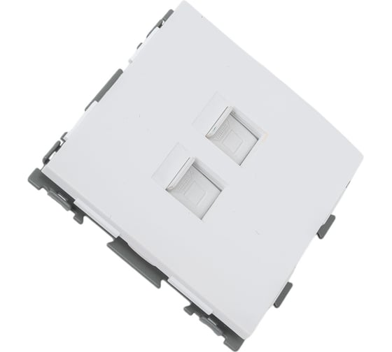 Компьютерная розетка CGSS RJ45 кат. 5e двойная, белая "Практика" PL-W201C2-WCG