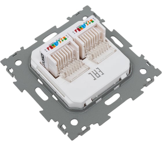 Компьютерная розетка CGSS RJ45 кат. 5e двойная, белая "Практика" PL-W201C2-WCG
