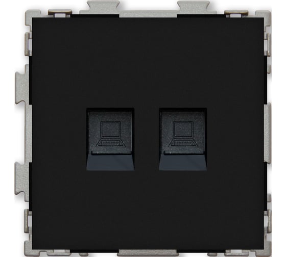 Компьютерная розетка CGSS RJ45 кат. 5e двойная, черная Практика PL-W201C2-BCM