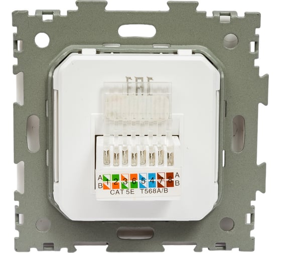 Компьютерная розетка CGSS RJ45 кат. 5e одинарная, белая "Практика" PL-W201C-WCG