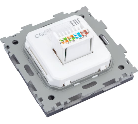 Компьютерная розетка CGSS RJ45 кат. 5e одинарная, черная Практика PL-W201C-BCM