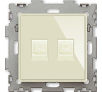 Компьютерная розетка CGSS RJ45 кат. 5e двойная, бежевая Эстетика GL-W201C2-BGG