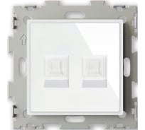 Компьютерная розетка CGSS RJ45 кат. 5e двойная, белая Эстетика GL-W201C2-WCG