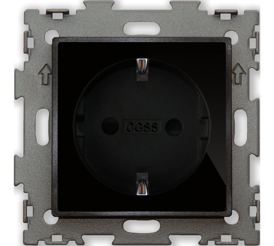 Электрическая розетка с заземлением CGSS 16А черная Эстетика GL-W160A-BCG