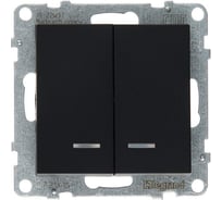 Выключатель двухклавишный Legrand SUNO 10АХ 250В, с подсветкой/индикацией, безвинтовые зажимы, цвет антрацит 721415