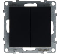 Выключатель двухклавишный Legrand SUNO 10А 250В, безвинтовые зажимы, цвет антрацит 721405