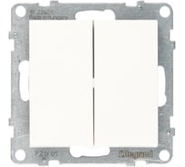 Выключатель двухклавишный Legrand SUNO 10А 250В, безвинтовые зажимы, цвет белый 721105