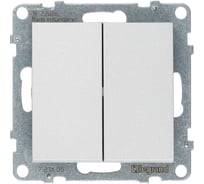 Выключатель двухклавишный Legrand SUNO 10А 250В, безвинтовые зажимы, цвет алюминий 721305