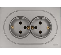 Розетка двойная с/з ПБТ Lezard OSEN серый матовый 743-7400-127B