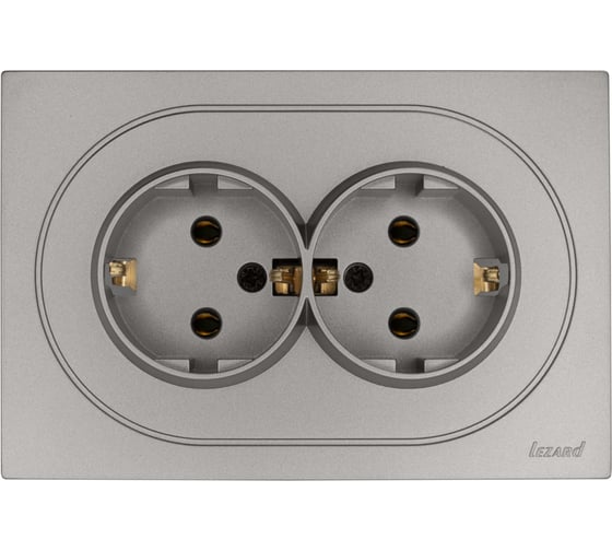 Розетка двойная с/з ПБТ Lezard OSEN серый матовый 743-7400-127B