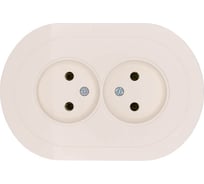 Розетка двойная б/з ПБТ круглая Lezard OSEN слоновая кость 744-9000-128B