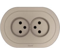 Розетка двойная б/з ПБТ круглая Lezard OSEN титан 744-3700-128B