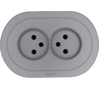 Розетка двойная б/з ПБТ круглая Lezard OSEN серый матовый 744-7400-128B