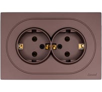 Розетка двойная с/з ПБТ Lezard OSEN шоколад 743-7300-127B