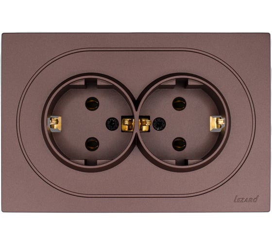 Розетка двойная с/з ПБТ Lezard OSEN шоколад 743-7300-127B