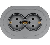 Розетка двойная с/з ПБТ круглая Lezard OSEN серый матовый 744-7400-127B