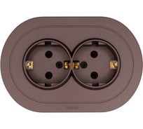 Розетка двойная с/з ПБТ круглая Lezard OSEN шоколад 744-7300-127B