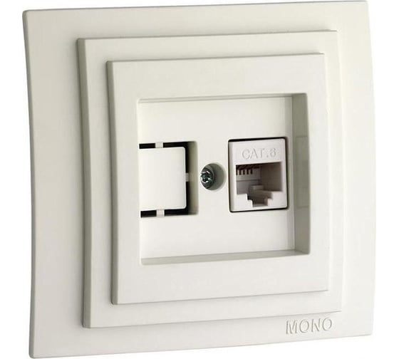 Компьютерная розетка Mono Electric LARISA Rj45, Cat6, белый 103-191905-125