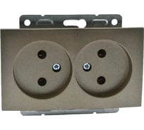 Механизм двойной розетки с заземлением Mono Electric L/D бронза 500-002404-120