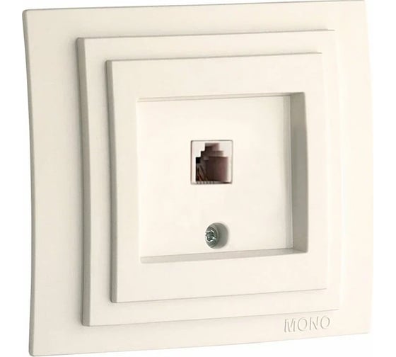 Телефонная розетка Mono Electric LARISA Rj45, Cat3, слоновая кость 103-010105-124 1