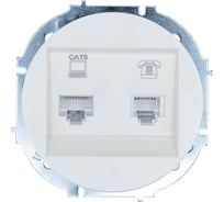 Розетка компьютер+телефон с модулем Cat 6 Lezard OSEN белая 743-0288-144