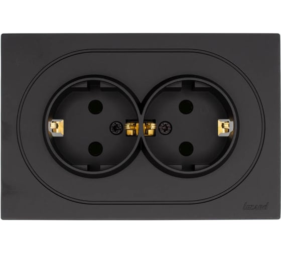 Розетка двойная Lezard OSEN с защитой от детей, ПБТ, чёрный бархат 743-4200-127BPCH 1