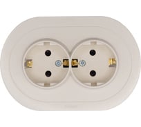 Розетка двойная с защитой от детей ПБТ круглая Lezard OSEN слоновая кость 744-9000-127BPCH