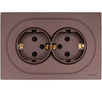 Розетка двойная с защитой от детей ПБТ Lezard OSEN шоколад 743-7300-127BPCH