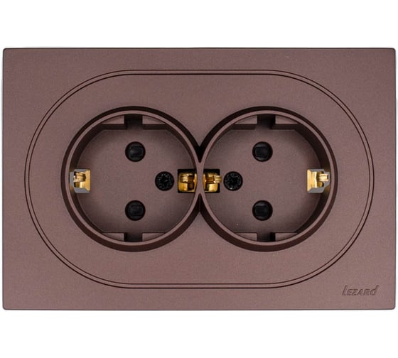 Розетка двойная Lezard OSEN с защитой от детей, ПБТ, шоколад 743-7300-127BPCH 1