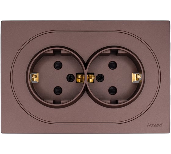 Розетка двойная с защитой от детей ПБТ Lezard OSEN шоколад 743-7300-127BPCH