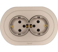 Розетка двойная с защитой от детей ПБТ круглая Lezard OSEN титан 744-3700-127BPCH