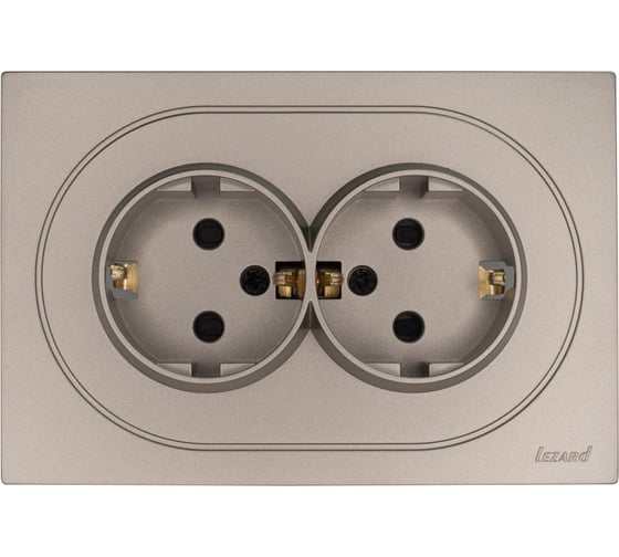 Розетка двойная с защитой от детей ПБТ Lezard OSEN титан 743-3700-127BPCH