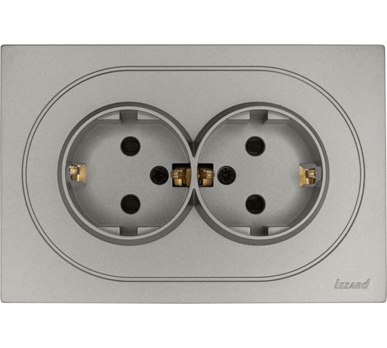 Розетка двойная Lezard OSEN с защитой от детей, ПБТ, серый матовый 743-7400-127BPCH 1