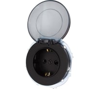 Розетка с/з с крышкой ПБТ Lezard OSEN чёрный бархат 743-4288-123B