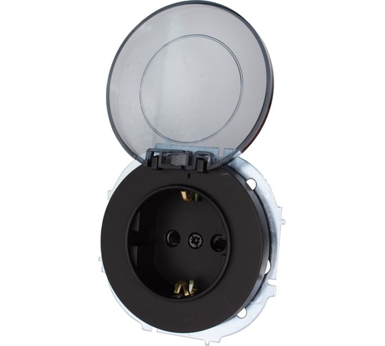 Розетка с/з с крышкой ПБТ Lezard OSEN чёрный бархат 743-4288-123B