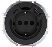 Розетка с/з TC + USB разъем Lezard OSEN чёрный бархат 743-4288-181TC