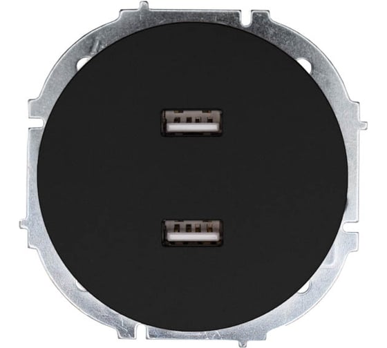 Розетка 2-ая Lezard OSEN USB разъем, чёрный бархат 743-4288-192 1