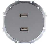 Розетка 2-ая USB разъем Lezard OSEN серый матовый 743-7488-192