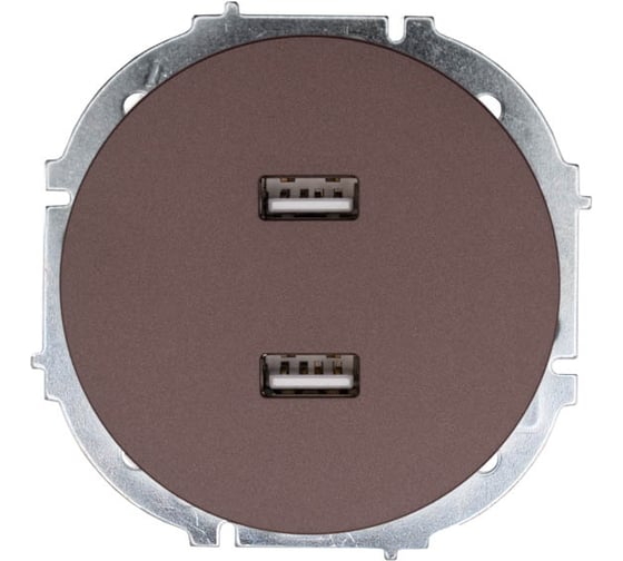 Розетка 2-ая Lezard OSEN USB разъем, шоколад 743-7388-192 1