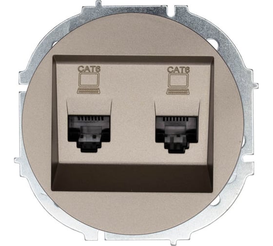 Розетка компьютерная двойная Lezard OSEN титан, с модулем, Cat 6 743-3788-142 1