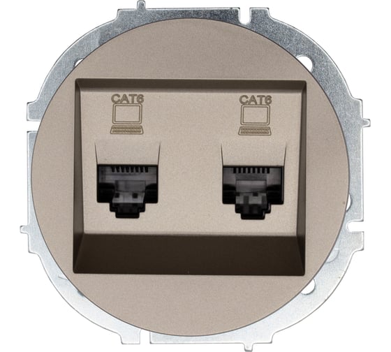 Розетка компьютерная двойная с модулем Cat 6 Lezard OSEN титан 743-3788-142
