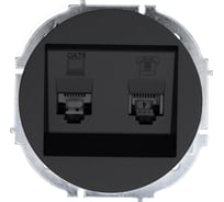 Розетка компьютер+телефон с модулем Cat 6 Lezard OSEN чёрный бархат 743-4288-144